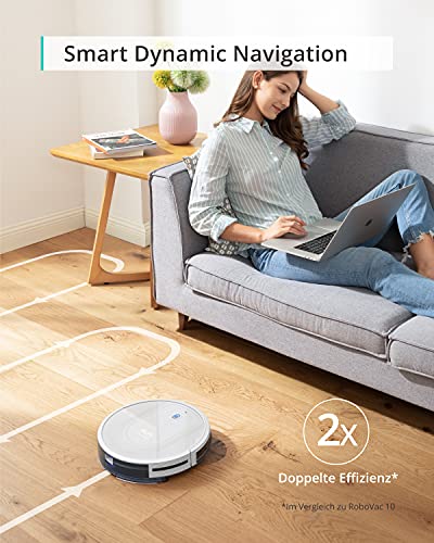 eufy Saugroboter mit Wischfunktion, RoboVac G10 Hybrid, Smart Dynamic Navigation, 2-in-1 Sauger & Wischmopp Roboterstaubsauger, 2000Pa Saugkraft, Selbstaufladend, ideal für Hartböden (Weiß) - 2