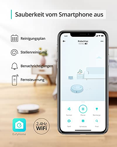 eufy Saugroboter mit Wischfunktion, RoboVac G10 Hybrid, Smart Dynamic Navigation, 2-in-1 Sauger & Wischmopp Roboterstaubsauger, 2000Pa Saugkraft, Selbstaufladend, ideal für Hartböden (Weiß) - 3