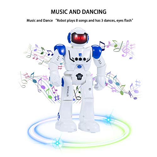 Vindany Intelligente RC Roboter Spielzeug Weihnachts-Geburtstagsgeschenk Fernbedienung Geste Steuerung Roboter Kit Programmierung, Singen und Tanzen wiederaufladbare Roboter für Kinder (Blau) - 2