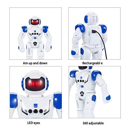 Vindany Intelligente RC Roboter Spielzeug Weihnachts-Geburtstagsgeschenk Fernbedienung Geste Steuerung Roboter Kit Programmierung, Singen und Tanzen wiederaufladbare Roboter für Kinder (Blau) - 4