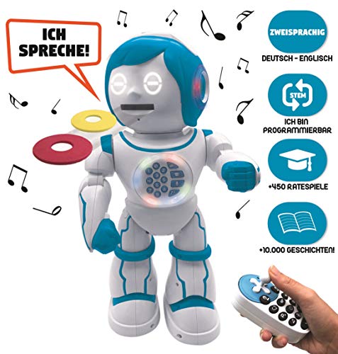 Lexibook ROB90DE Powerman Kid-Pädagogischer und zweisprachiger deutsch/englischer Roboter-Gehend Sprechend Tanzend Singendes Spielzeug-STEM Programmierbares Erzählen Erstellen von Geschichten - 2