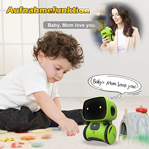 REMOKING Intelligent Roboter Kinder Spielzeug, Interaktives Roboter Lernspielzeug, Geschenke für Jungen Mädchen, Touch-Steuerung, Sprachsteuerung, Sprachaufnahme, Nachsprechen, Tanzen, Musik (Grün) - 5