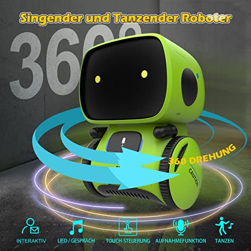 REMOKING Intelligent Roboter Kinder Spielzeug, Interaktives Roboter Lernspielzeug, Geschenke für Jungen Mädchen, Touch-Steuerung, Sprachsteuerung, Sprachaufnahme, Nachsprechen, Tanzen, Musik (Grün) - 6