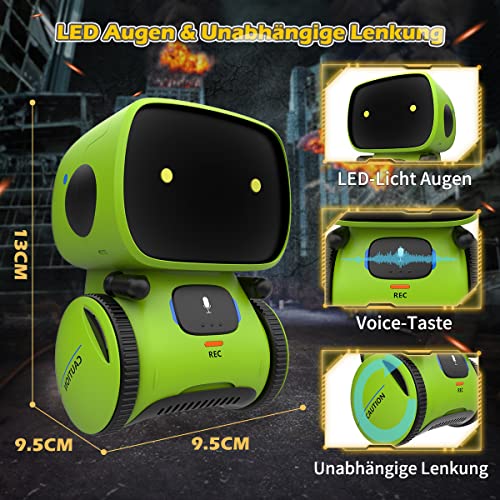 REMOKING Intelligent Roboter Kinder Spielzeug, Interaktives Roboter Lernspielzeug, Geschenke für Jungen Mädchen, Touch-Steuerung, Sprachsteuerung, Sprachaufnahme, Nachsprechen, Tanzen, Musik (Grün) - 7